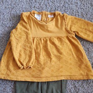 Zara embroidered blouse mustard toddler girl 18-24
